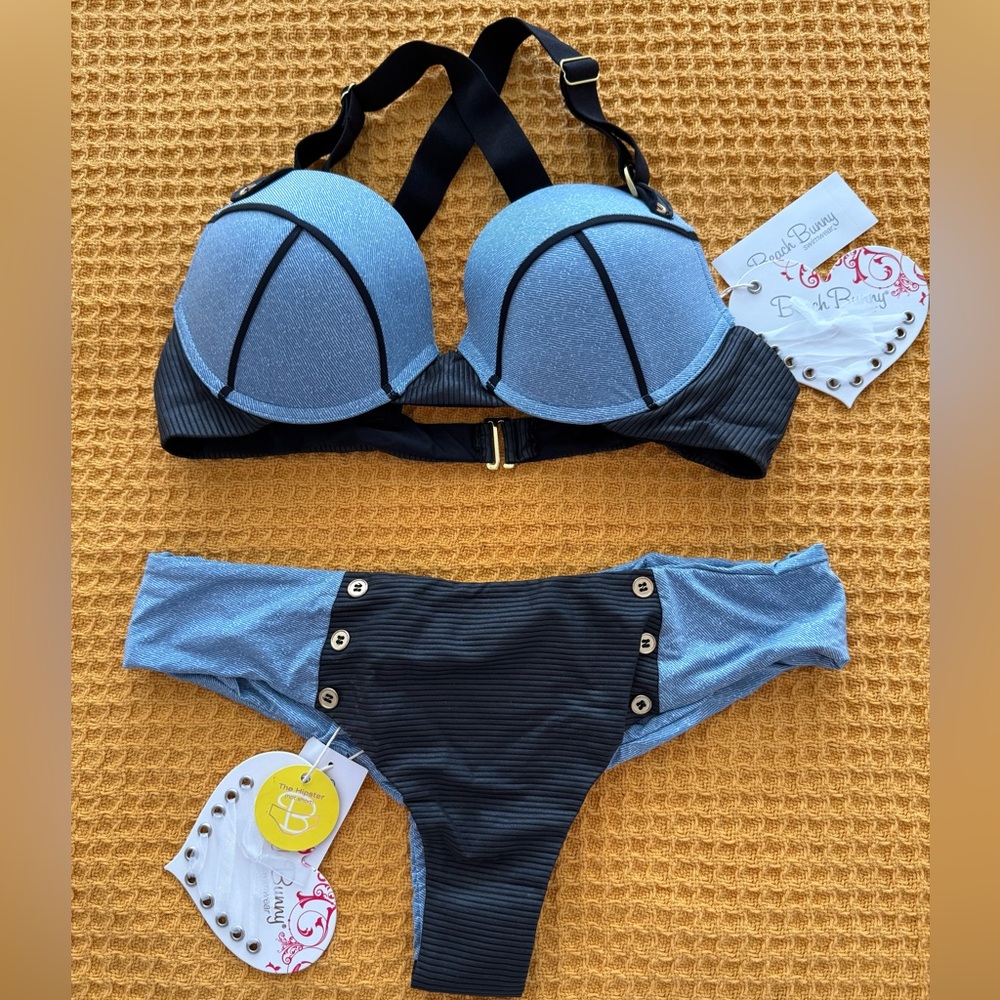 Beach Bunny Blue and Black Bikini